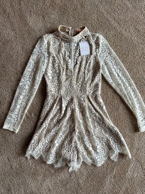 Ivory Lace Long Sleeve Romper